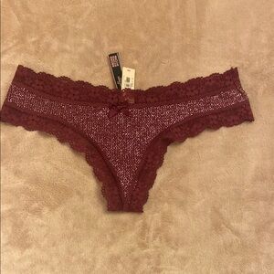 Lace Trim Burgundy Panties